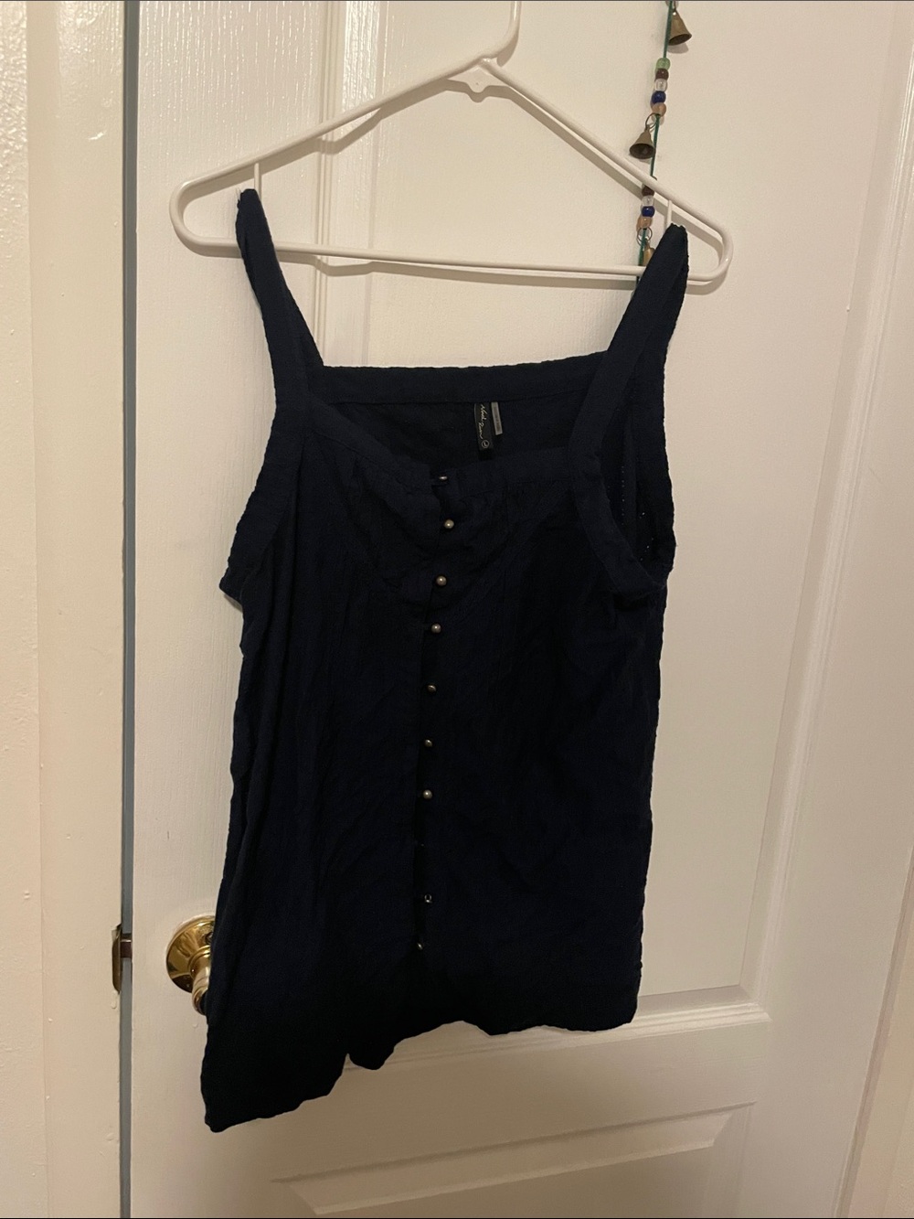 North River Navy Button-Front Sleeveless Top